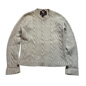 Vintage Abercrombie & Fitch Lambswool V-Neck Cable Knit Sweater Muscle Fit